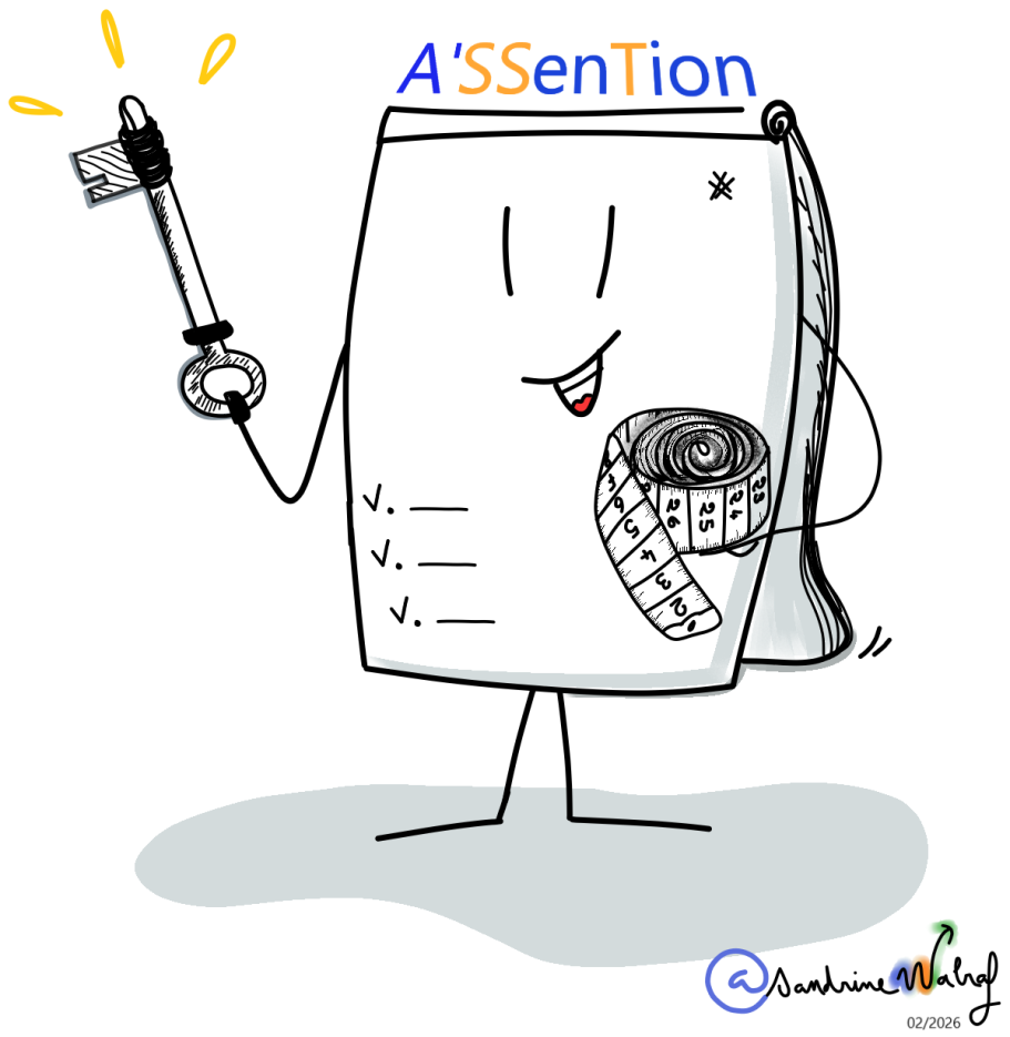 Formation clé en main ou sur mesure Un personnage animé en forme de paper board, souriant, tenant une clé et un mètre ruban.